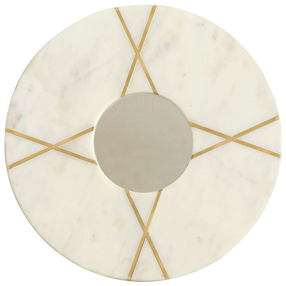 NÁSTENNÉ ZRKADLO 30/30/2 cm  - zlatá/krémová, Basics, kompozitné drevo/kameň (30/30/2cm) - MID.YOU