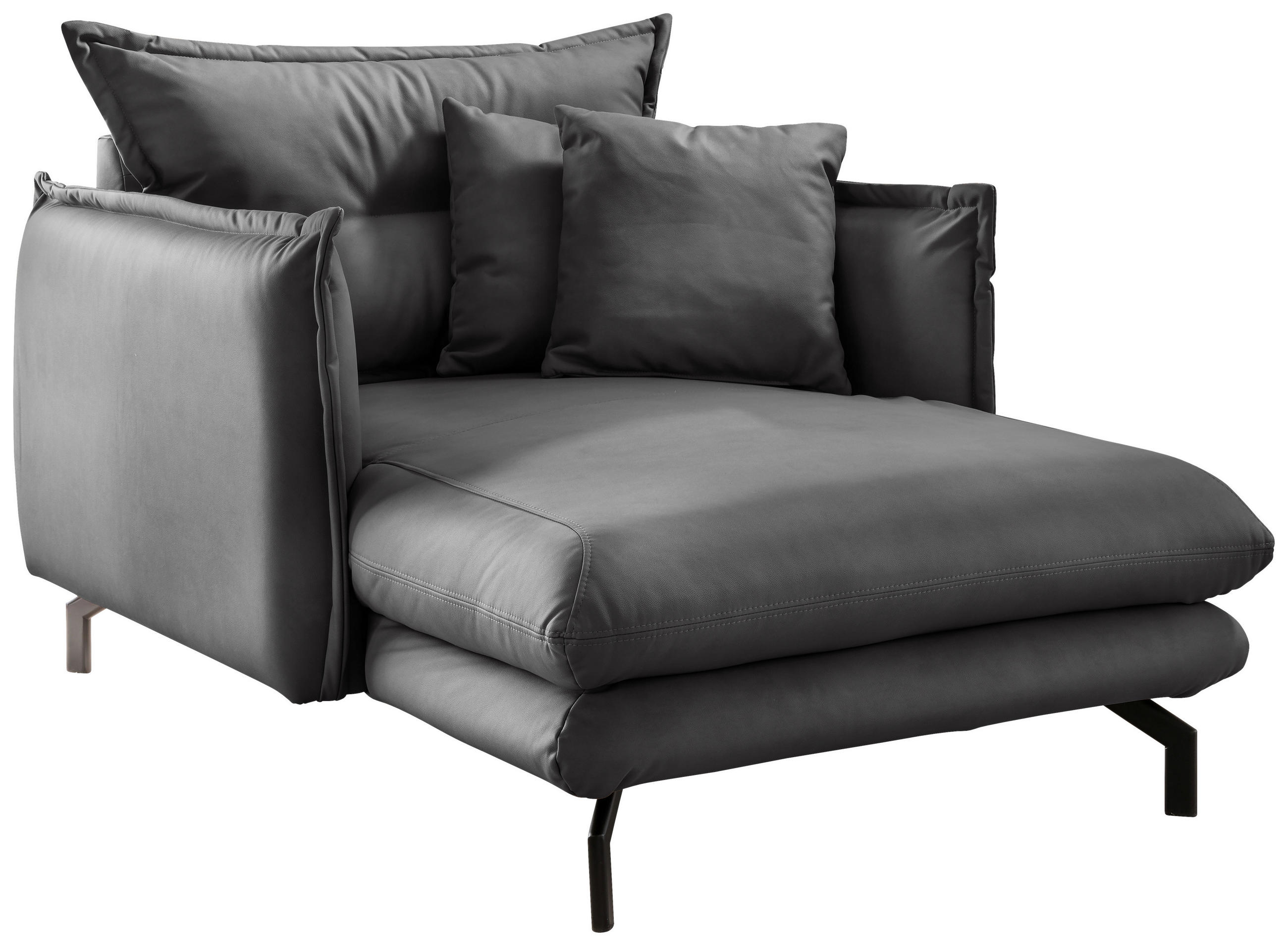 XXL-SESSEL Lederlook Anthrazit    - Anthrazit/Schwarz, MODERN, Textil/Metall (111/101/167cm) - Livetastic