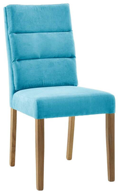STUHL Webstoff Türkis, Eichefarben Eiche massiv  - Türkis/Eichefarben, KONVENTIONELL, Holz/Textil (47/95/64cm) - Cantus