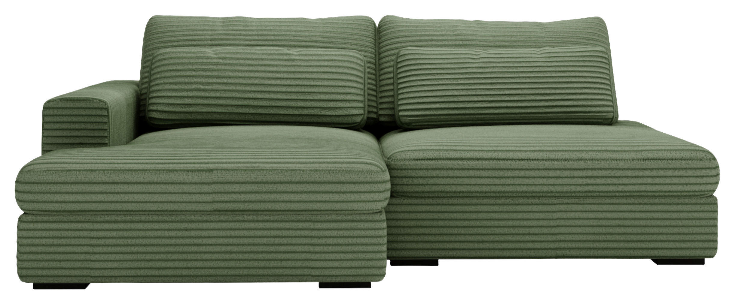 ECKSOFA in Cord Grün  - Schwarz/Grün, Design, Kunststoff/Textil (158/223cm) - Lomoco