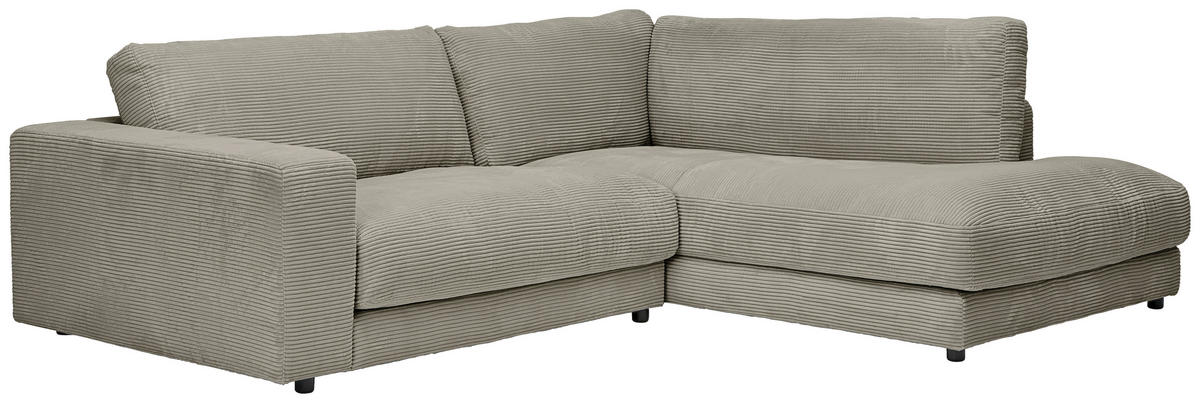 ECKSOFA in Cord Graubraun  - Graubraun/Schwarz, Design, Kunststoff/Textil (265/224cm) - Hom`in