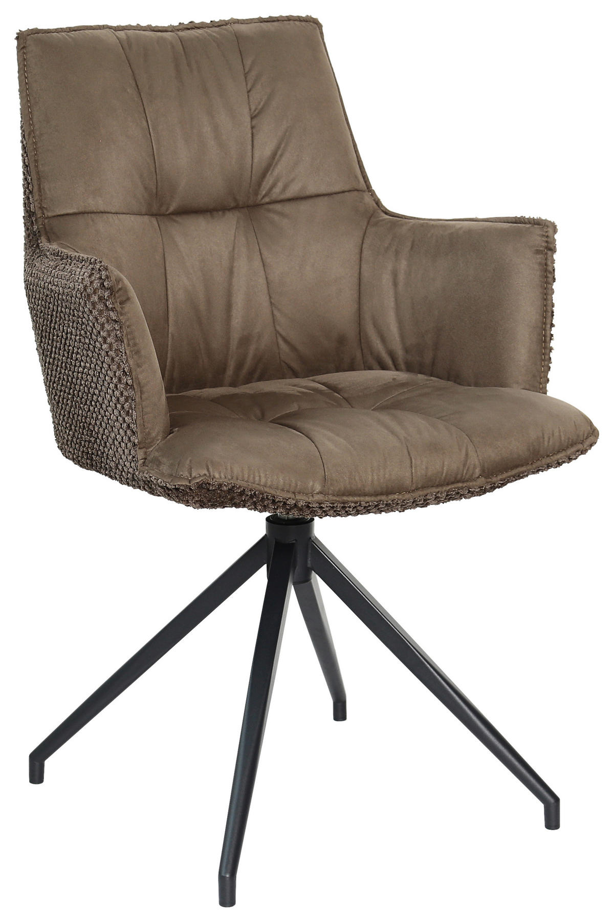 ARMLEHNSTUHL  in Eisen Mikrofaser, Teddystoff  - Schwarz/Braun, Design, Textil/Metall (59/90/62,5cm) - Novel