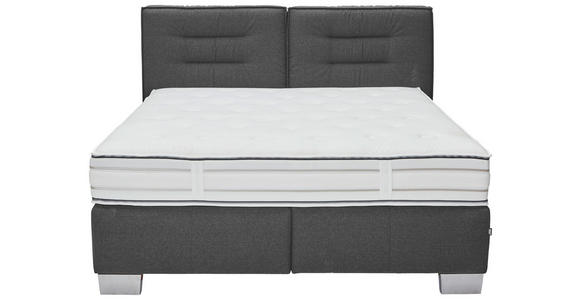 BOXSPRINGBETT 180/200 cm,  in Grau, Matratze, H3 + H4 = fest + sehr fest  - Chromfarben/Grau, KONVENTIONELL, Textil (180/200cm) - Dieter Knoll