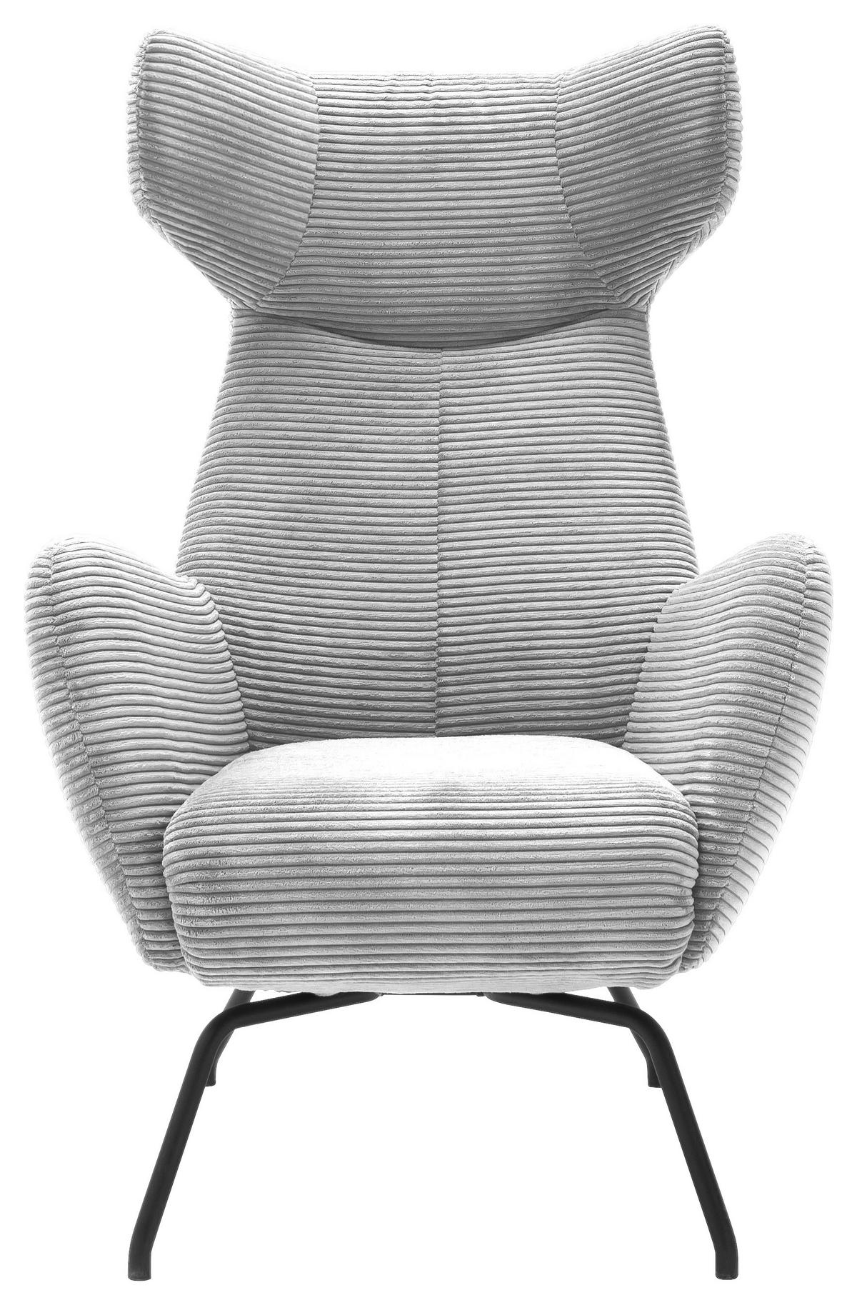 OHRENSESSEL Cord Grau    - Schwarz/Grau, Design, Textil/Metall (79/117/82cm) - Pure Home Lifestyle