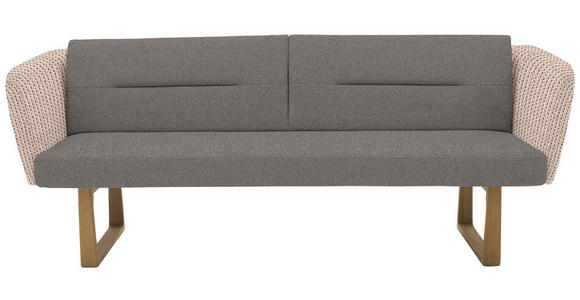 SITZBANK 224/91/69 cm Flachgewebe Anthrazit, Greige massiv Holz  - Greige/Eichefarben, Design, Holz/Textil (224/91/69cm) - Valnatura