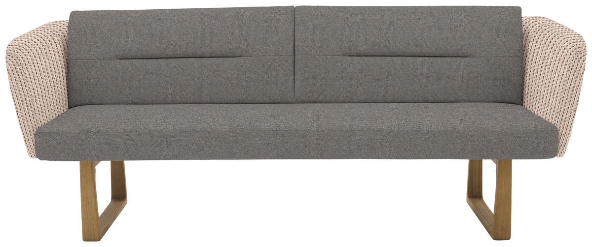SITZBANK 224/91/69 cm Flachgewebe Anthrazit, Greige massiv Holz  - Greige/Eichefarben, Design, Holz/Textil (224/91/69cm) - Valnatura
