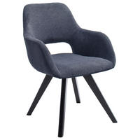 ARMLEHNSTUHL  in Flachgewebe, Mikrofaser  - Blau/Schwarz, Design, Holz/Textil (56/86/64cm) - Lomoco