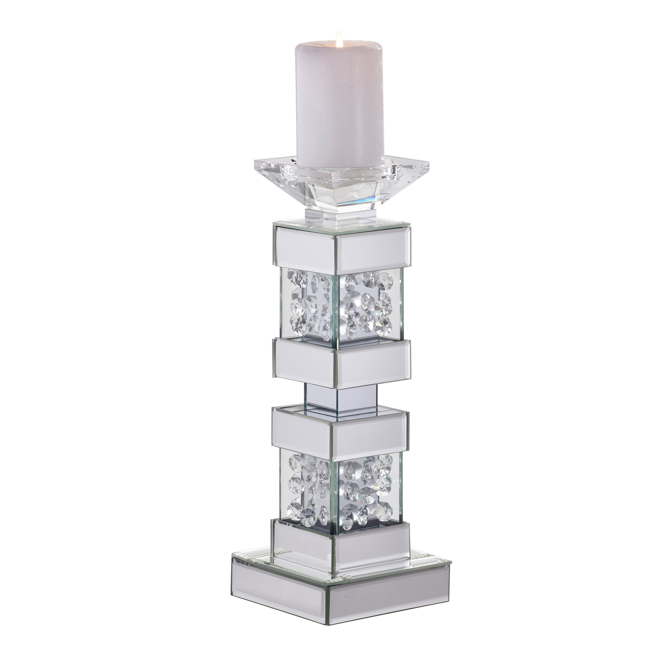 KERZENHALTER - Klar, Basics, Glas/Holz (13/35,5/13cm) - Ambia Home