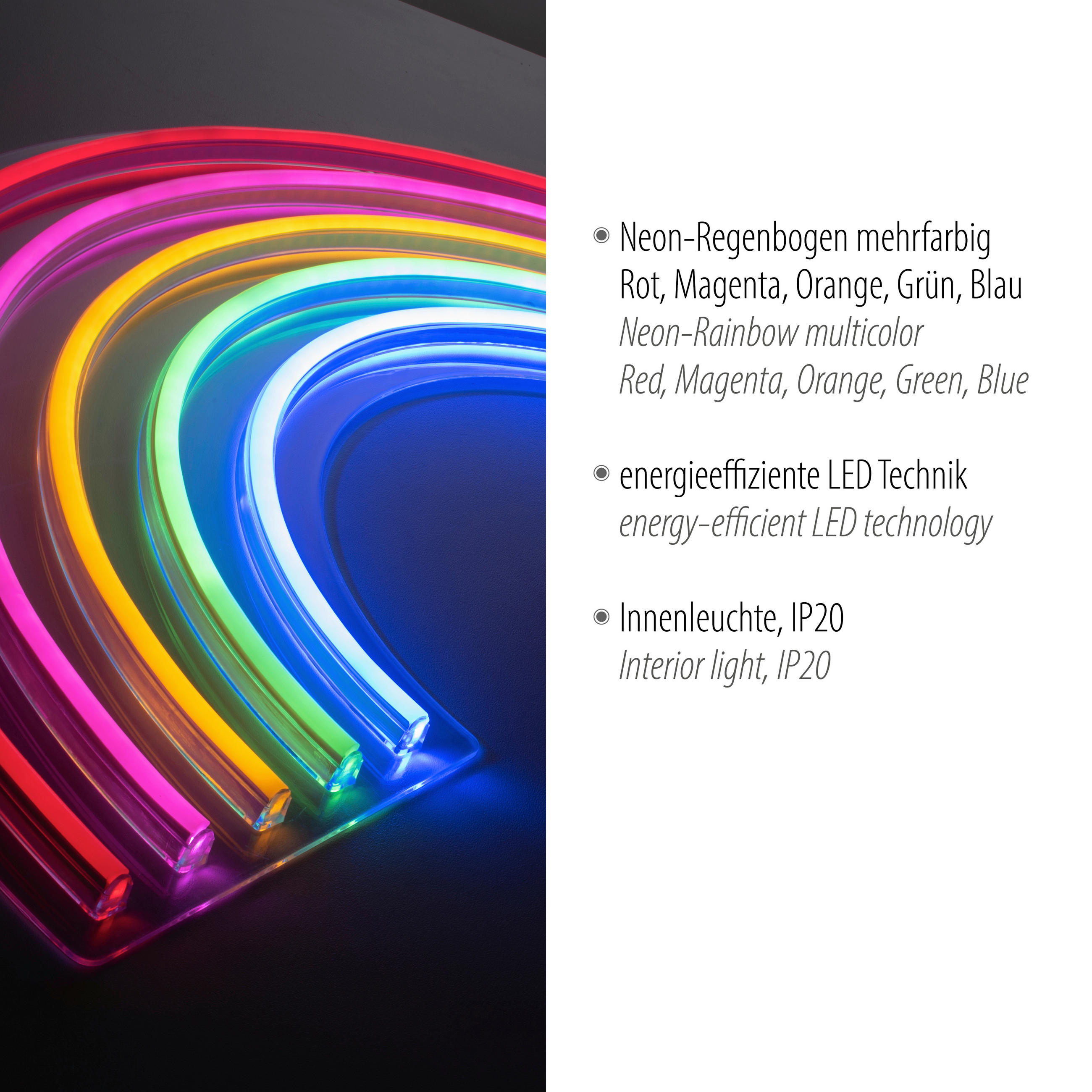 LED-DEKORATIONSLAMPA Neon-Rainbow 63/1,5/32 cm   - Basics, plast (63/1,5/32cm)