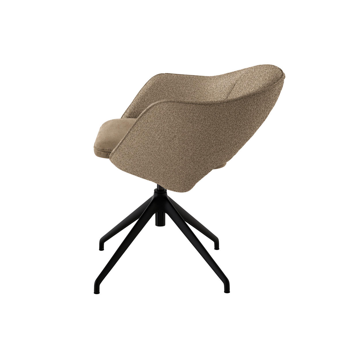 ARMLEHNSTUHL  Stoffauswahl, Wippfunktion, Sitzfläche 360° drehbar, gepolsterte Armlehnen Flachgewebe  - Hellbraun/Schwarz, Design, Textil/Metall (63/74-90/57-73cm) - Koinor