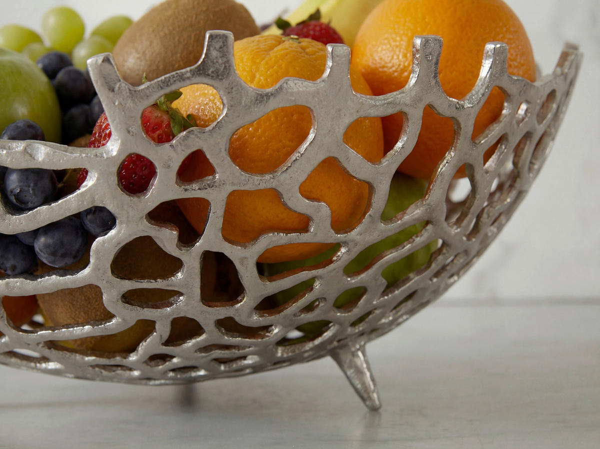 OBSTSCHALE  - Silberfarben, Design, Metall (46/19/46cm) - Livetastic