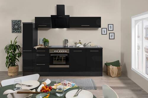 KÜCHENBLOCK 240 cm   in Grau, Schwarz  - Alufarben/Schwarz, Basics, Holzwerkstoff (240cm) - Respekta