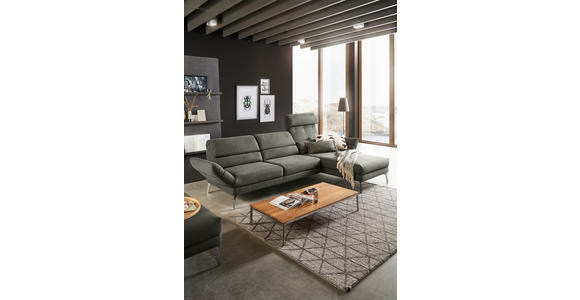 ECKSOFA in Mikrofaser Graphitfarben  - Chromfarben/Graphitfarben, Design, Textil/Metall (279/176cm) - Dieter Knoll