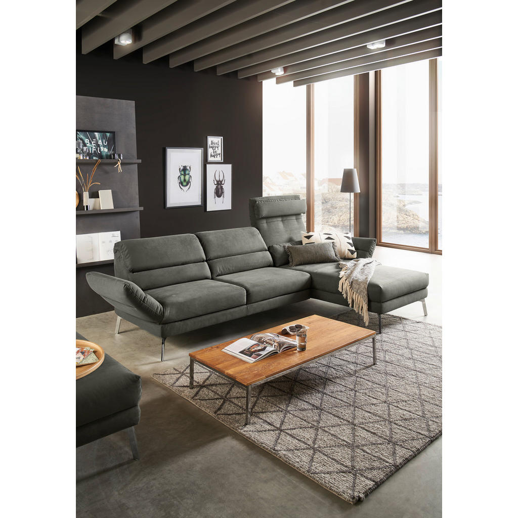 Thumbnail - Dieter Knoll Ecksofa, Graphit, Textil, 3-Sitzer, Ottomane rechts, L-Form, 279-327x176-217 cm, Goldenes M, Dgm, Typenausw...