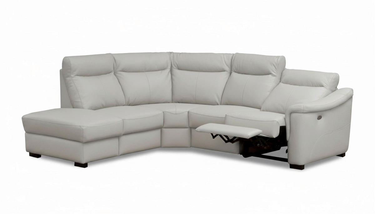ECKSOFA Lederlook Echtleder Platinfarben  - Platinfarben/Wengefarben, Design, Leder/Holz (229/260cm) - Livetastic