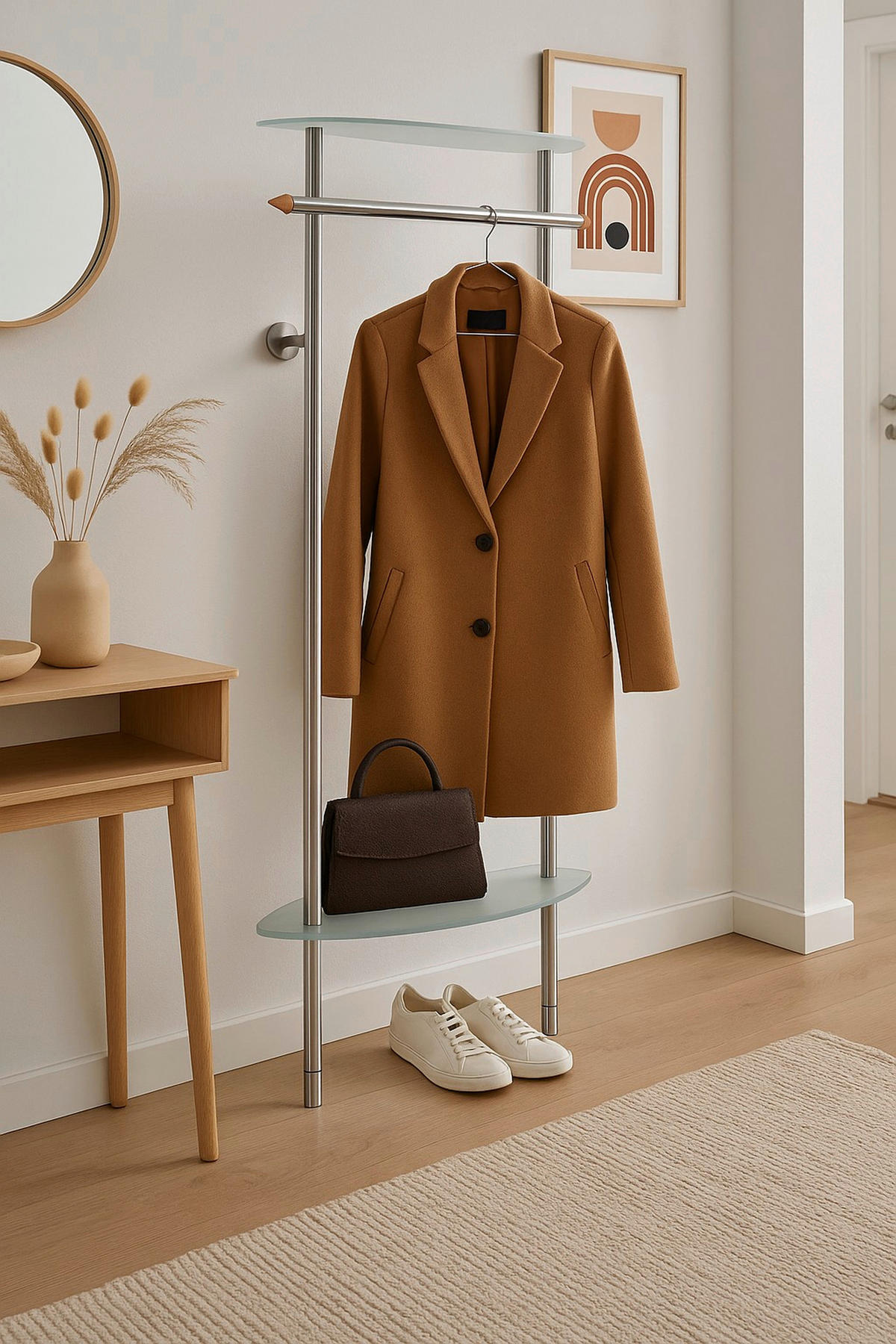 WANDGARDEROBE  in Buche massiv Alufarben  - Alufarben, Design, Glas/Holz (96/182/30cm) - MID.YOU