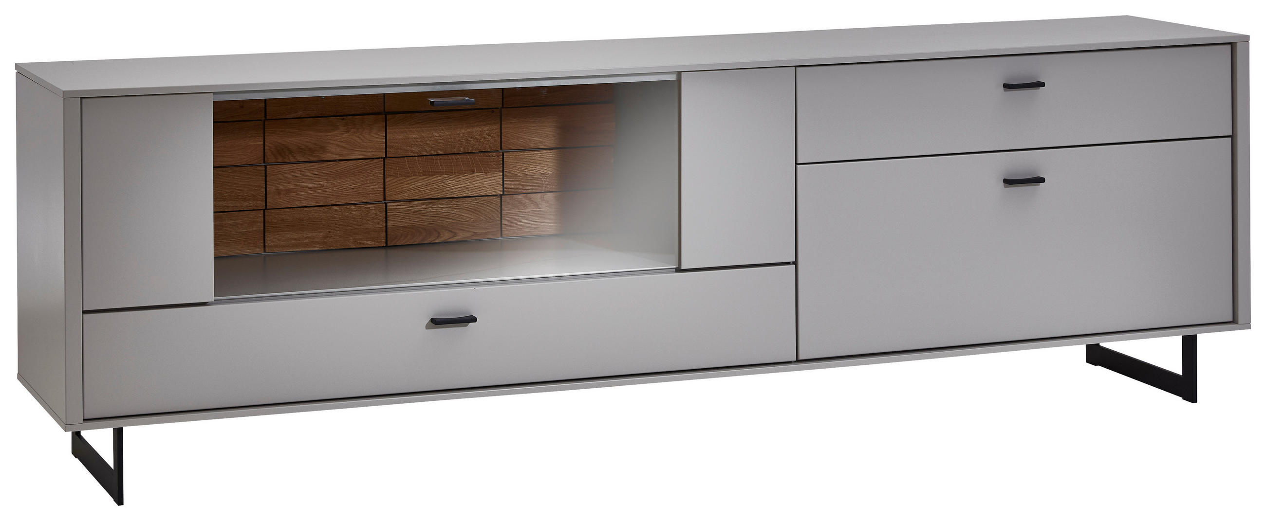 LOWBOARD  in 223,8/69,6/46,4 cm  - Kaschmir/Eichefarben, Design, Glas/Holz (223,8/69,6/46,4cm) - Novel