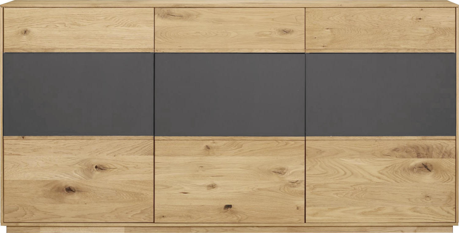 ŠIROKÁ KOMODA, dub, antracitová, farba duba, 177/89/42 cm - farba duba/antracitová, Design, drevo/sklo (177/89/42cm) - Valnatura