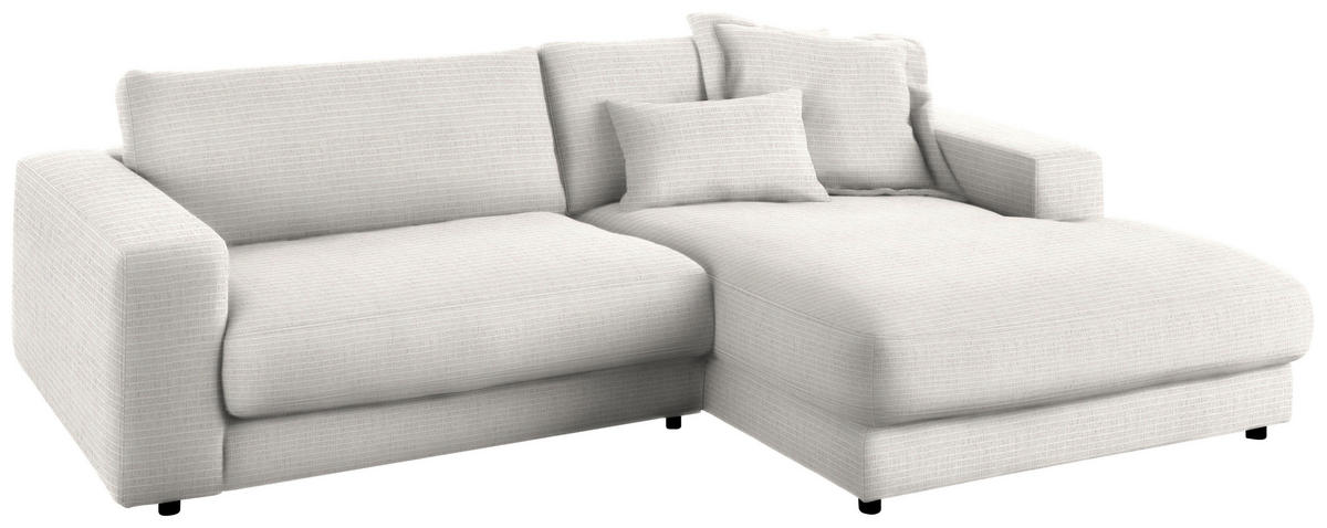 ECKSOFA in Chenille Creme  - Creme/Schwarz, Design, Kunststoff/Textil (270/190cm) - Lomoco