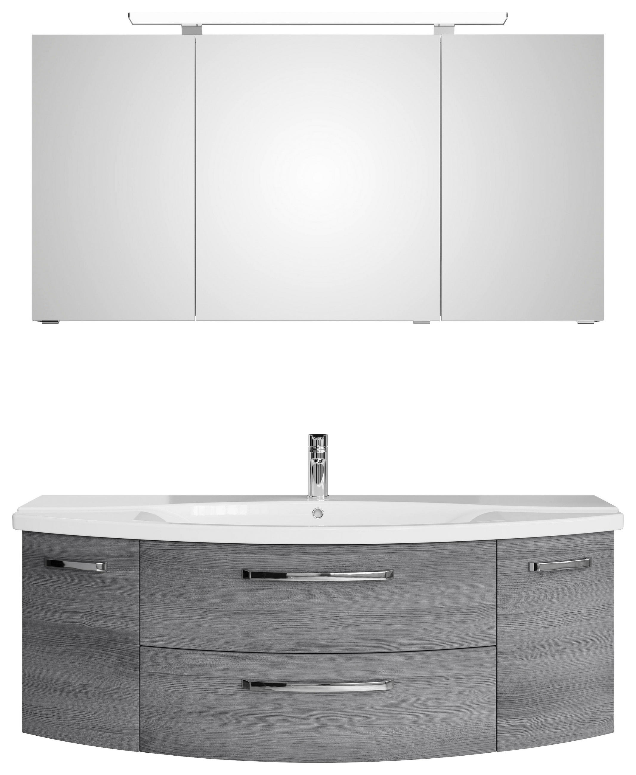 BADEZIMMER 3-teilig  in 144 cm  - Chromfarben/Graphitfarben, MODERN, Glas/Keramik (144cm) - Sadena