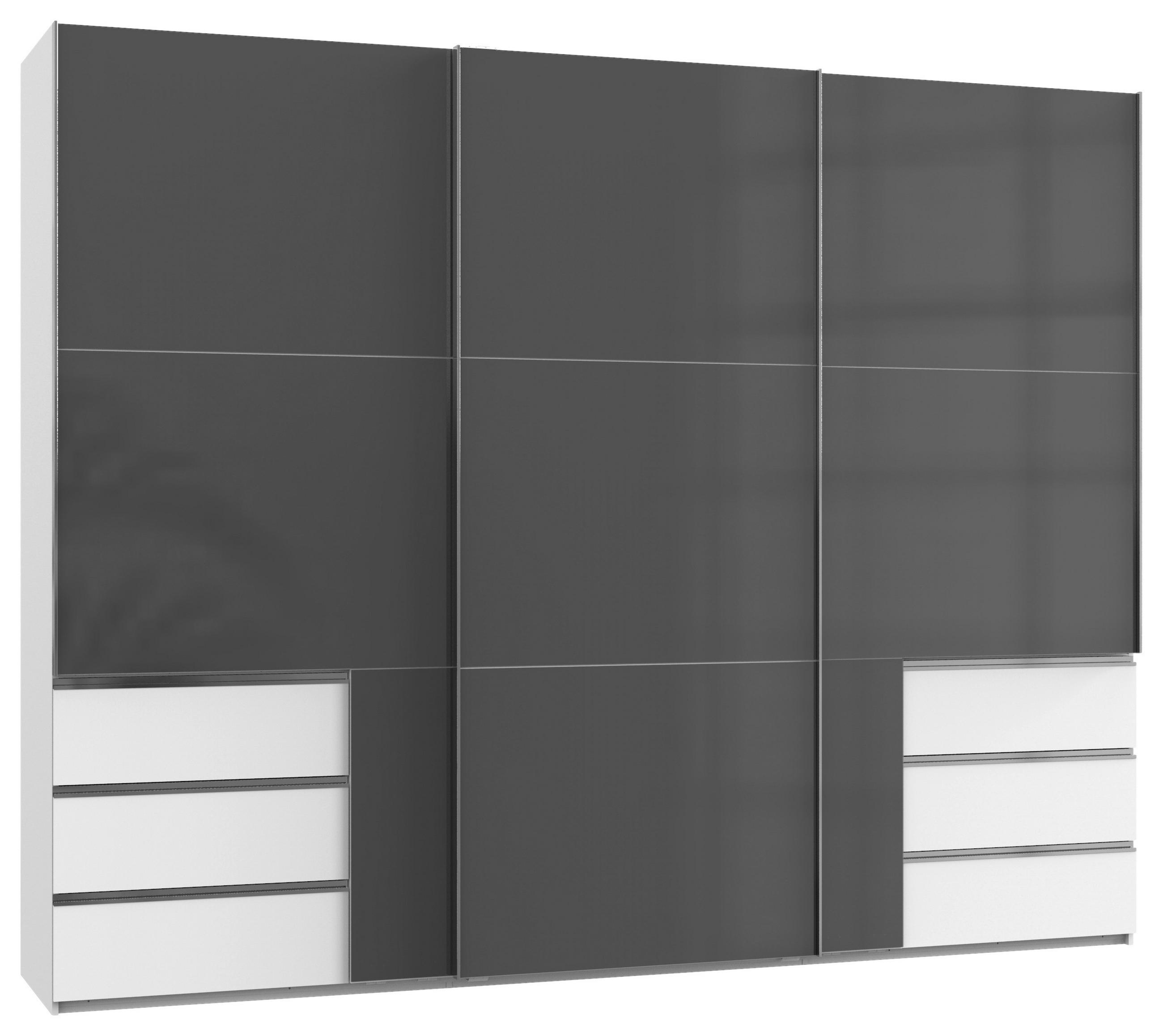 SCHWEBETÜRENSCHRANK 300/236/65 cm 3-türig Grau, Weiß  - Chromfarben/Weiß, MODERN, Holzwerkstoff (300/236/65cm) - MID.YOU