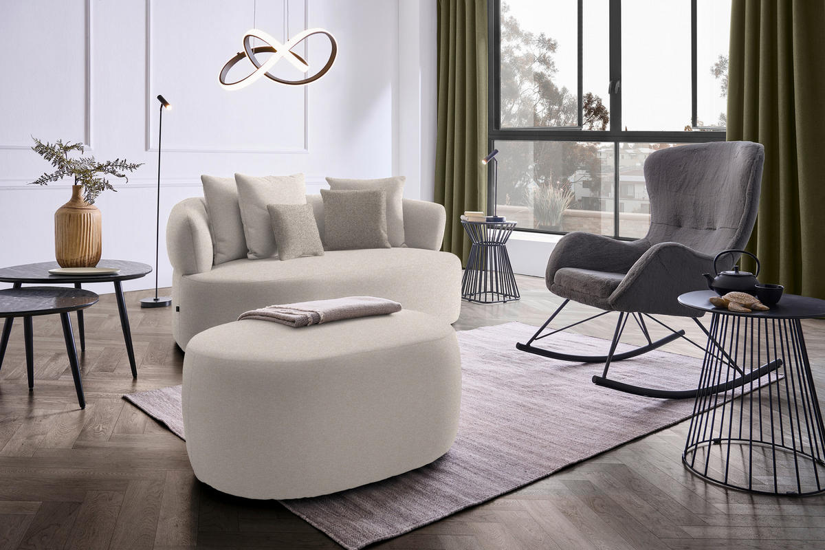 2-SITZER-SOFA in Plüsch Greige  - Greige/Graubraun, MODERN, Kunststoff/Textil (177/86/105cm) - Hom`in