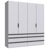 Dulap Cu Uși Pliabile, 200/216/58 cm, alb - alb/negru, Design, material pe bază de lemn (200/216/58cm) - Boxxx