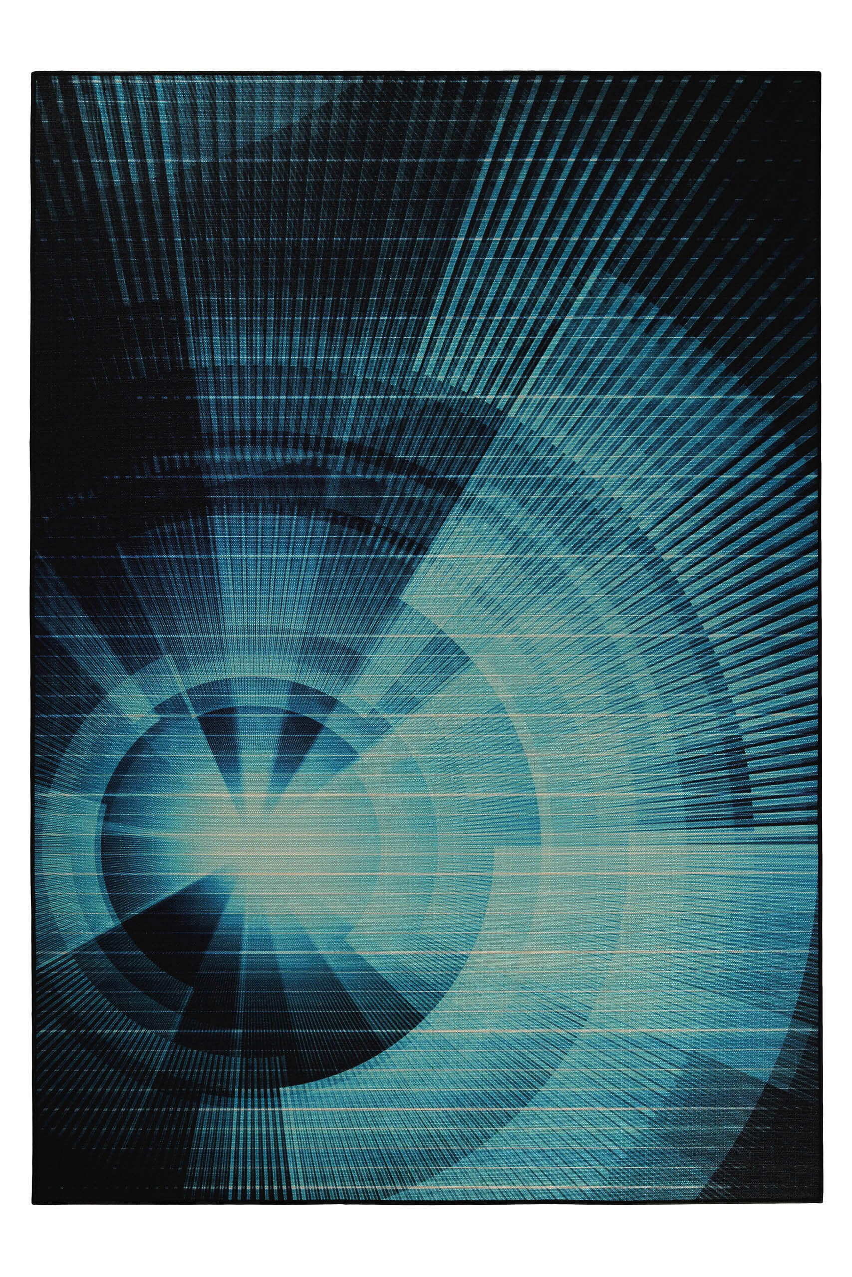 FLACHWEBETEPPICH  Wohnzimmer 110/160 cm Cyber Swirl Blau, Schwarz rechteckig  - Blau/Schwarz, Basics, Kunststoff/Textil (110/160cm) - WECON HOME