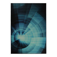 FLACHWEBETEPPICH  Wohnzimmer 110/160 cm Cyber Swirl Blau, Schwarz rechteckig  - Blau/Schwarz, Basics, Kunststoff/Textil (110/160cm) - WECON HOME