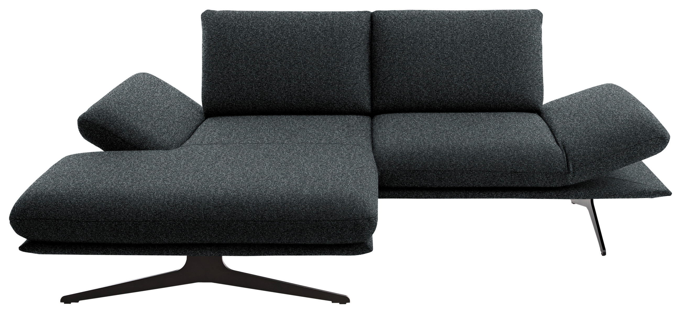 ECKSOFA Flachgewebe Anthrazit  - Anthrazit/Schwarz, Design, Textil/Metall (155/234cm) - Dieter Knoll