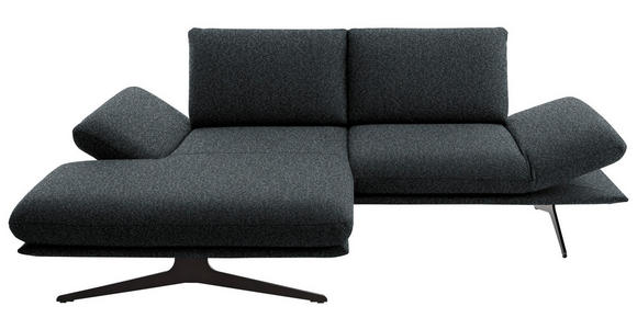ECKSOFA  in Flachgewebe Anthrazit  155/234 cm  - Anthrazit/Schwarz, Design, Textil/Metall (155/234cm) - Dieter Knoll