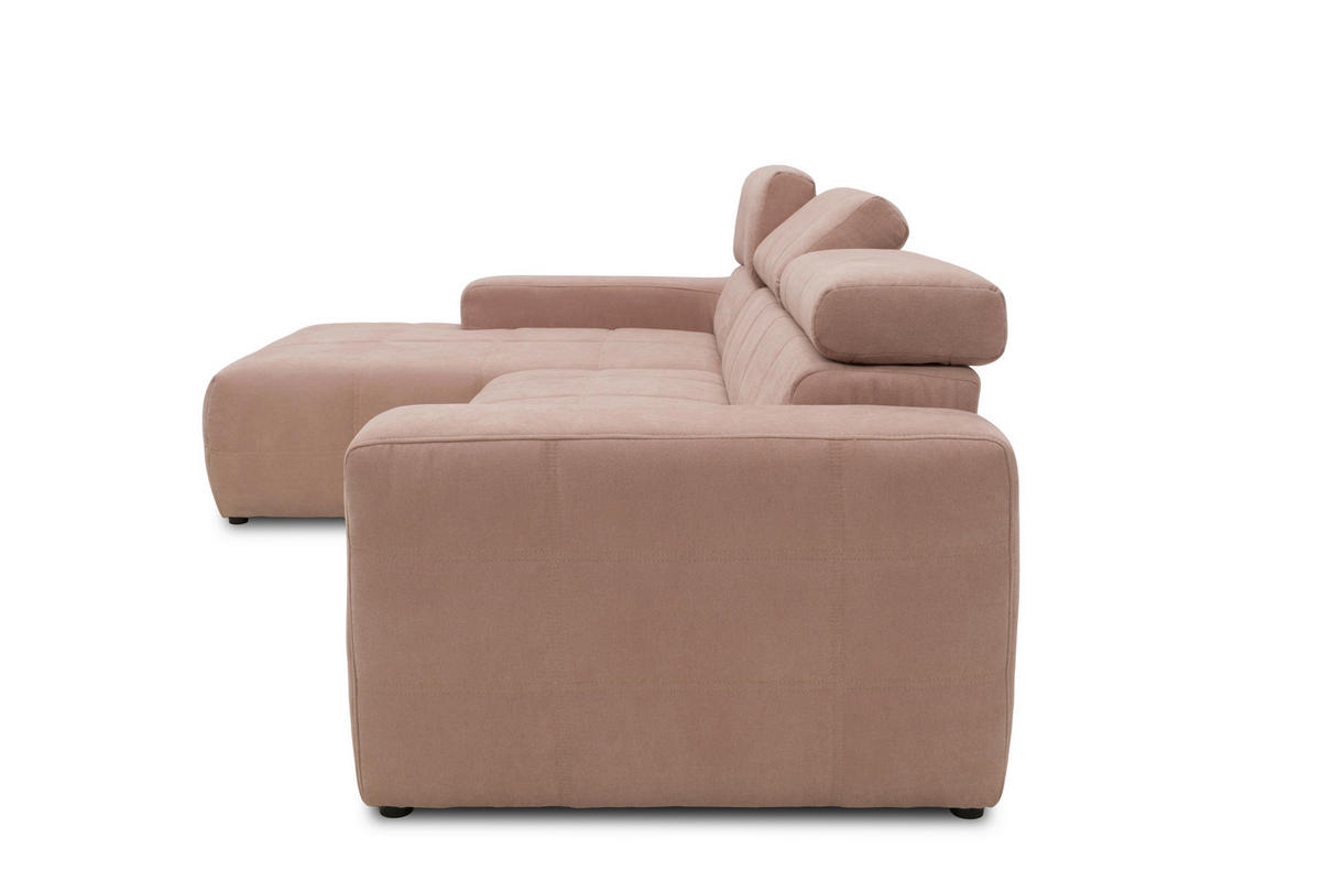 ECKSOFA Rosa Mikrofaser  - Schwarz/Rosa, Design, Kunststoff/Textil (175/285cm) - MID.YOU