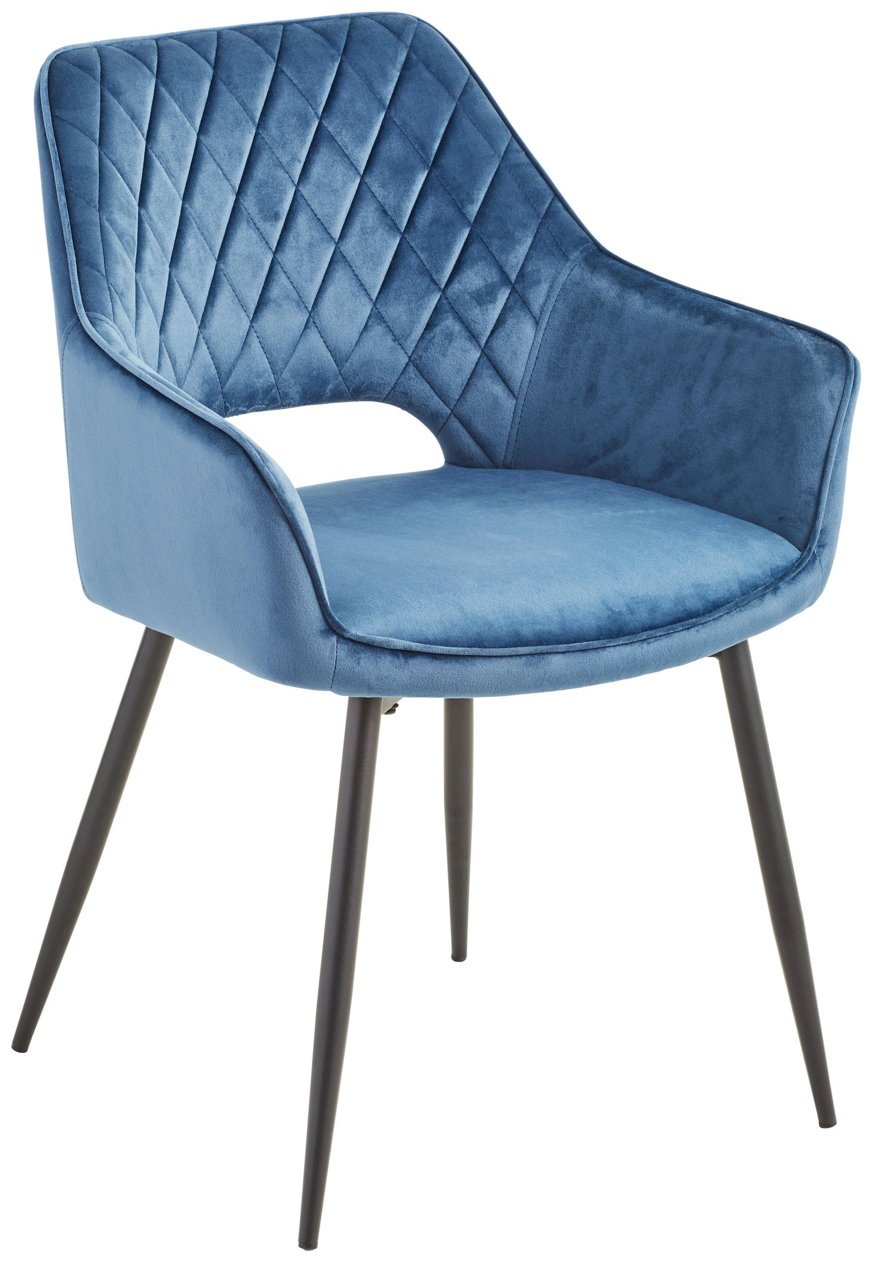 ARMLEHNSTUHL  in Eisen Samt  - Blau/Schwarz, KONVENTIONELL, Holz/Textil (56/80,5/56cm) - MID.YOU