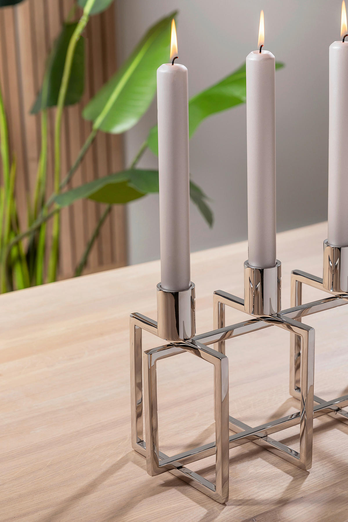 STABKERZENHALTER - Silberfarben, Basics, Metall (40/15/20,5cm) - Fink