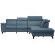 ECKSOFA in Echtleder Blau  - Blau/Schwarz, Design, Leder/Metall (285/239cm) - Cantus