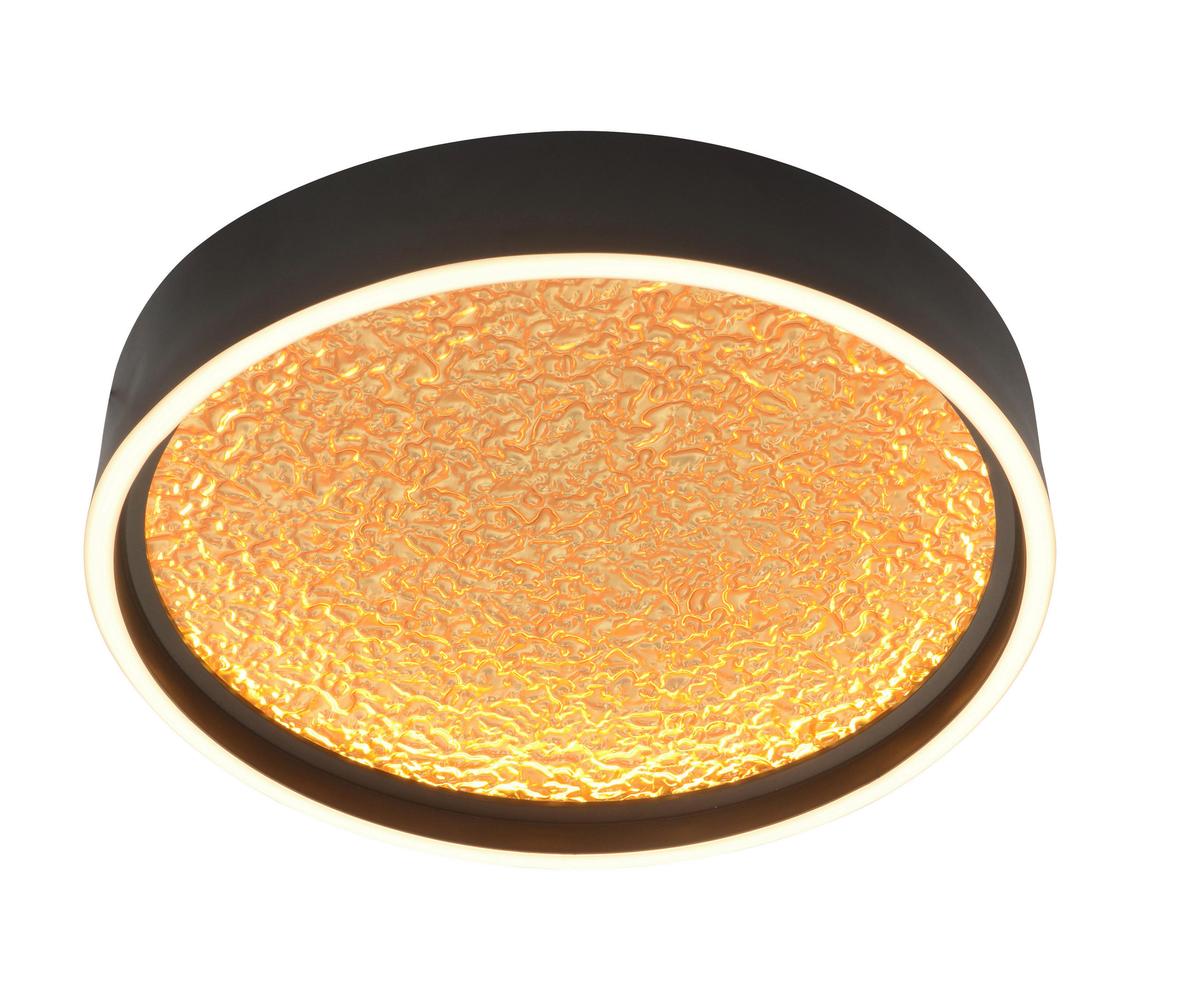 XXXLutz Led-Deckenleuchte Bormes Schwarz, Gold 40x6.5x40 cm