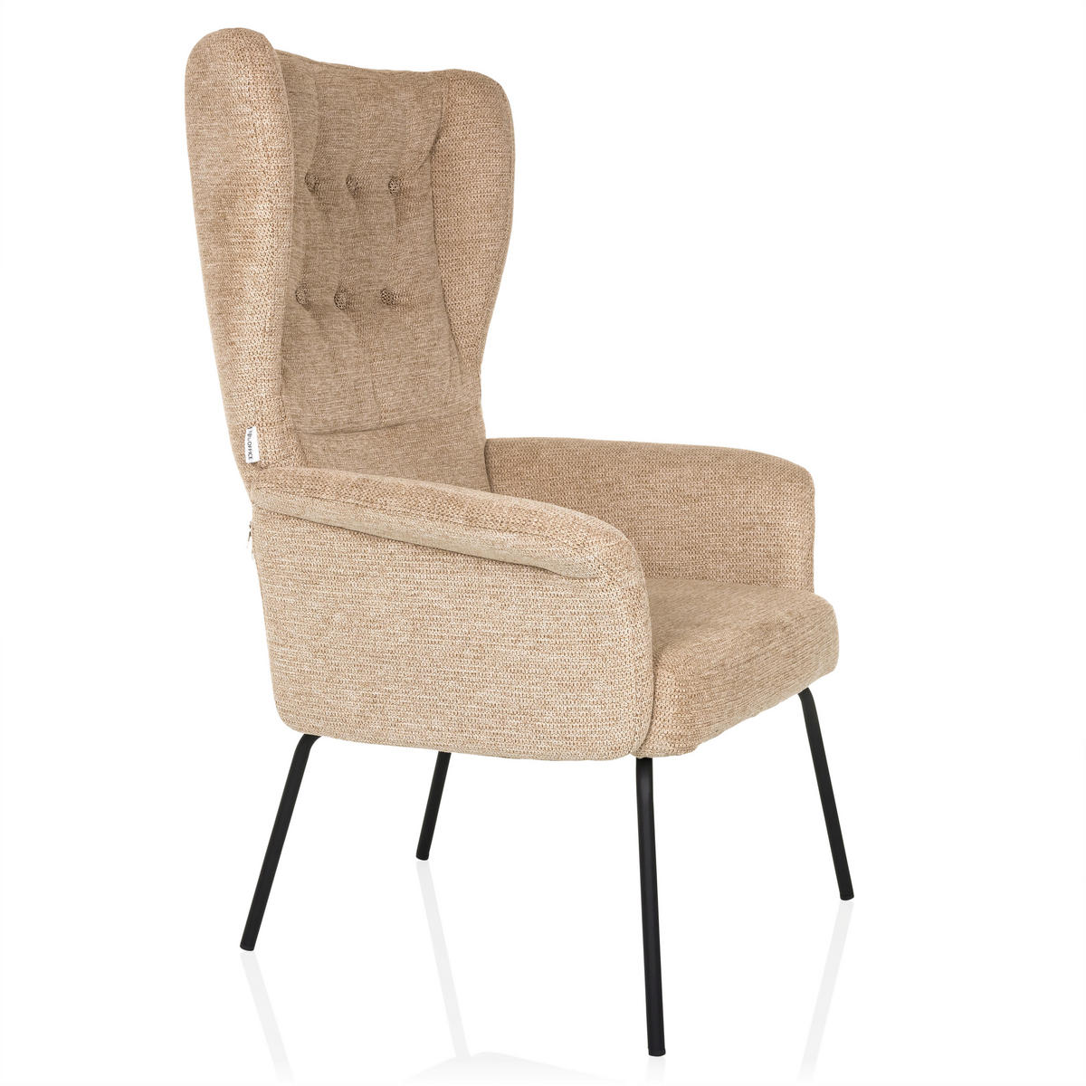 OHRENSESSEL Bouclé Beige  - Beige/Schwarz, MODERN, Textil/Metall (71/110/71cm) - MID.YOU