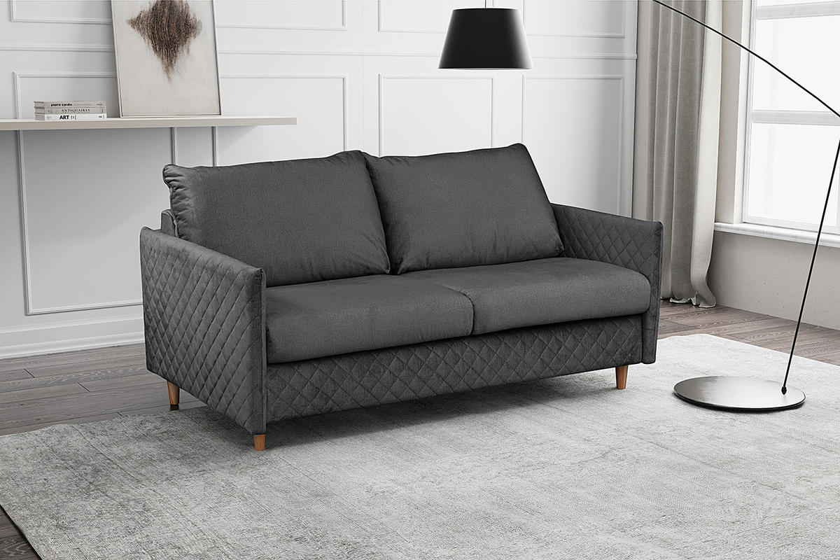 SCHLAFSOFA in Samt Anthrazit  - Anthrazit/Naturfarben, Design, Holz/Textil (175/95/103cm) - Livetastic
