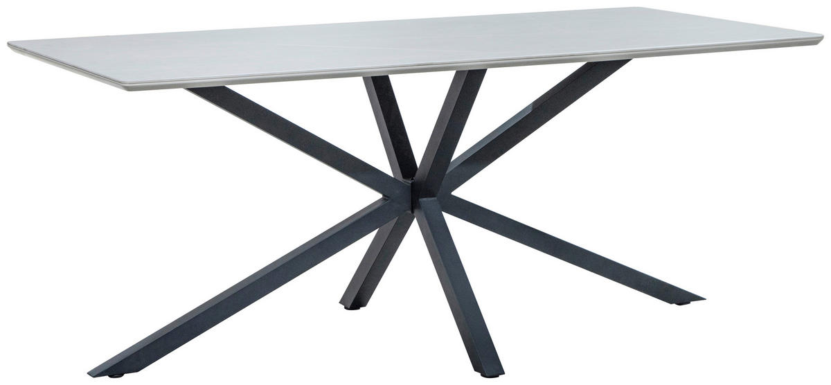 ESSTISCH in Holzwerkstoff, Keramik, Metall 180/90/76 cm  - Hellgrau/Schwarz, Design, Keramik/Holzwerkstoff (180/90/76cm) - Boxxx