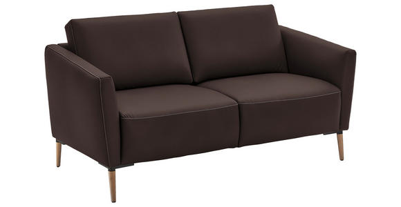 2-SITZER-SOFA  in Echtleder Dunkelbraun   - Eichefarben/Dunkelbraun, Natur, Leder/Holz (182/86/87cm) - Valnatura