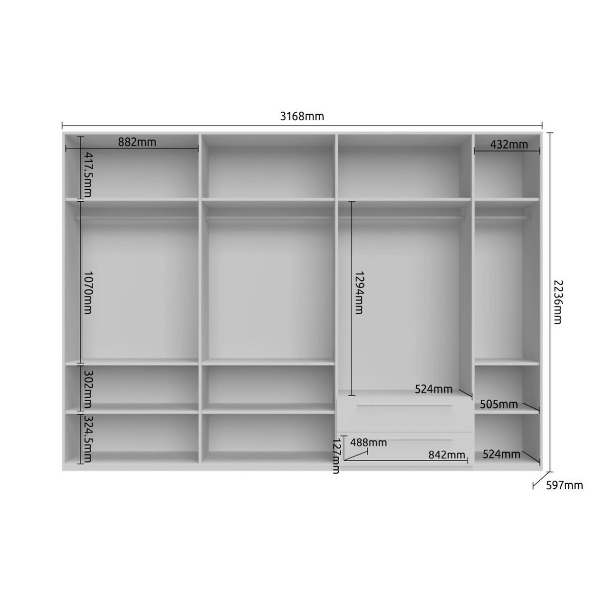 ORMAR SA KLASIČNIM VRATIMA bela, bela visoki sjaj  317/224/56 cm  - bela visoki sjaj/bela, Dizajnerski, pločasti materijal/plastika (317/224/56cm)