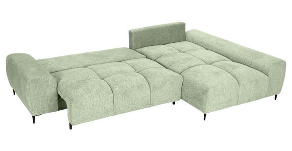 ECKSOFA  in Flachgewebe Hellgrün  - Schwarz/Hellgrün, KONVENTIONELL, Textil/Metall (295/180cm) - Carryhome