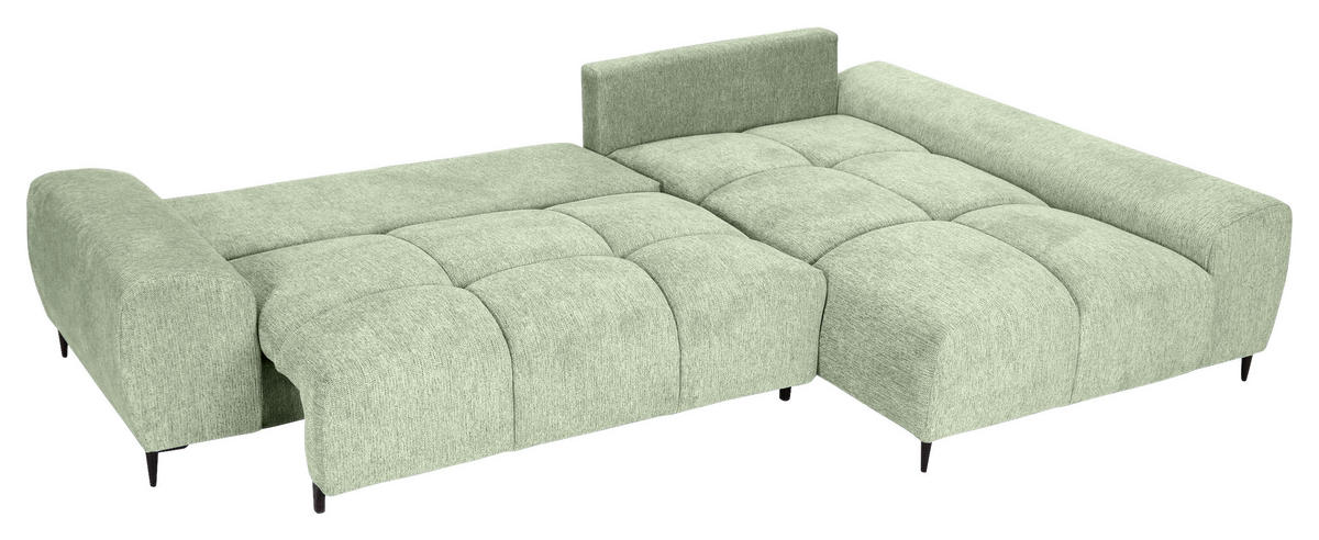 ECKSOFA Hellgrün Flachgewebe  - Schwarz/Hellgrün, KONVENTIONELL, Textil/Metall (295/180cm) - Carryhome