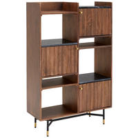 REGÁL, mosadzná, farba vlašského orecha, čierna, mosadz, mangové drevo, 88/136/35 cm - čierna/farba vlašského orecha, Lifestyle, kov/drevo (88/136/35cm) - MID.YOU