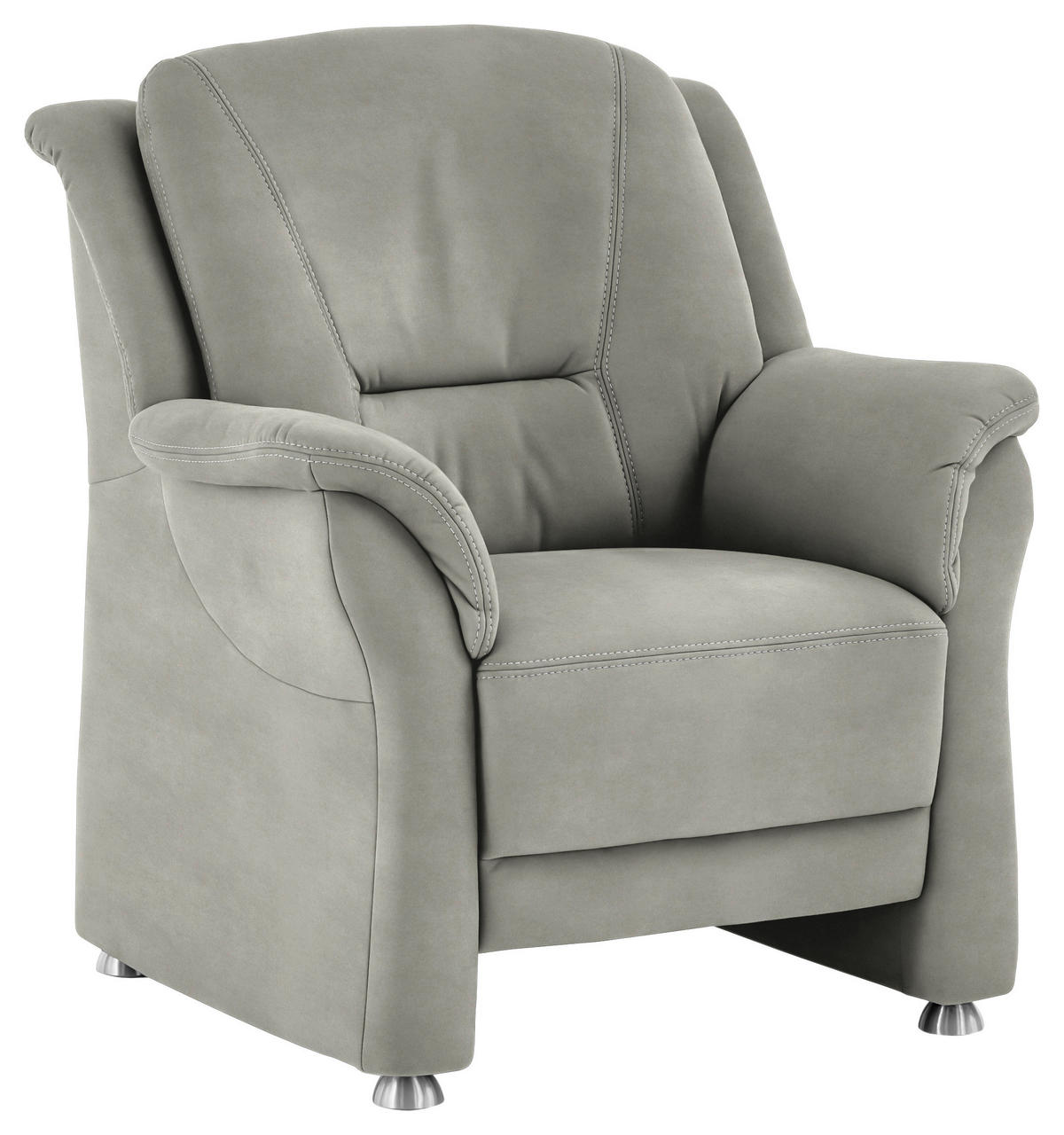 SESSEL in Mikrofaser Silberfarben  - Beige/Silberfarben, Konventionell, Textil/Metall (90/100/92cm) - Beldomo Comfort