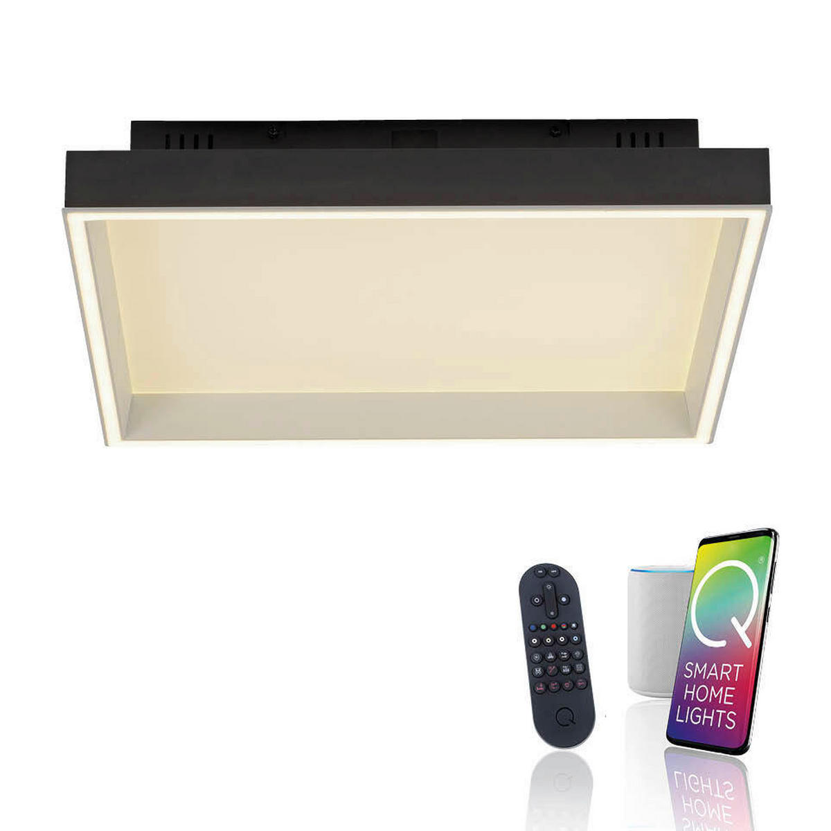 LED-DECKENLEUCHTE 50/50/8.4 cm    - Schwarz, Basics, Kunststoff/Metall (50/50/8.4cm)