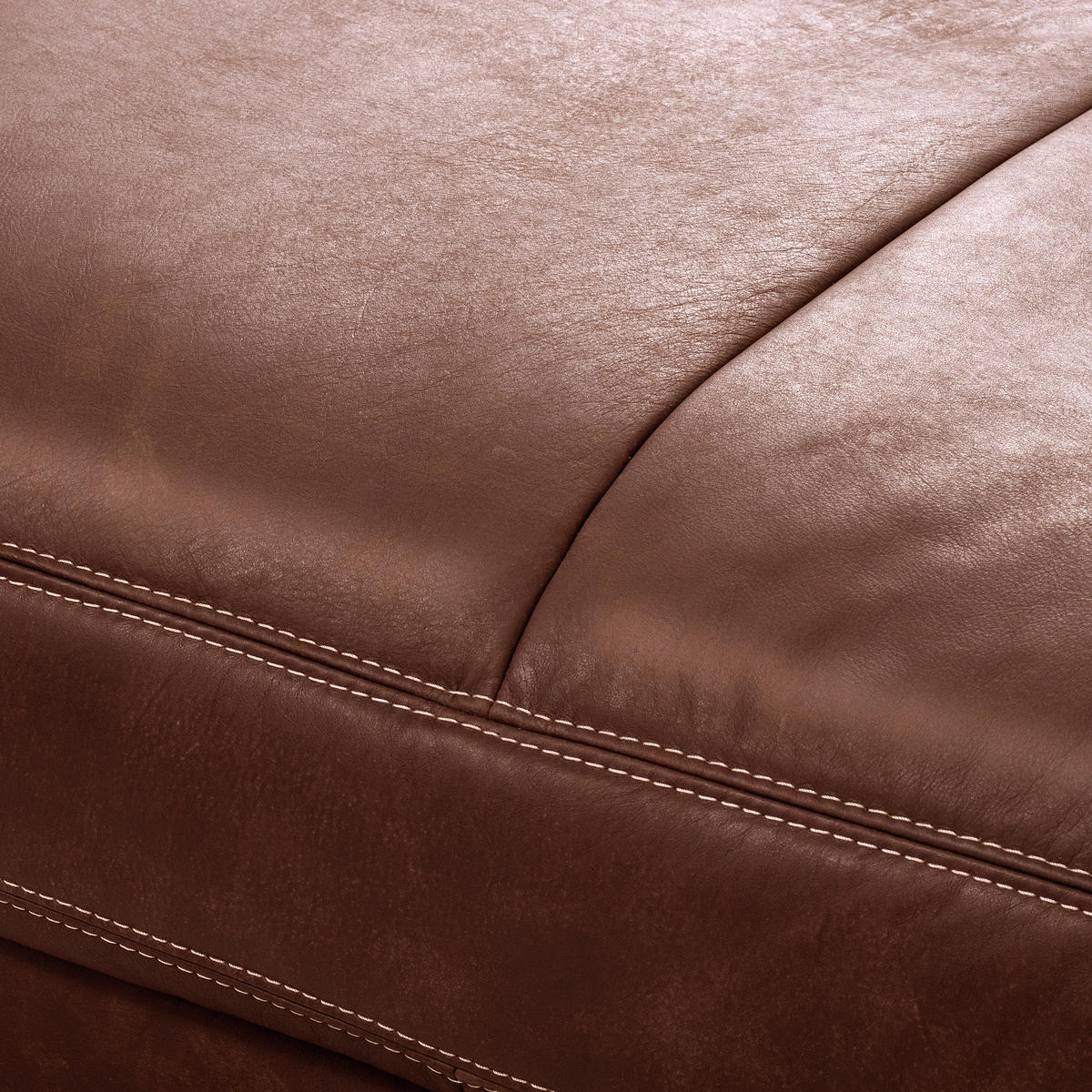 HOCKER in Leder Braun  - Beige/Schwarz, Design, Leder/Kunststoff (123/45/93cm) - Livetastic