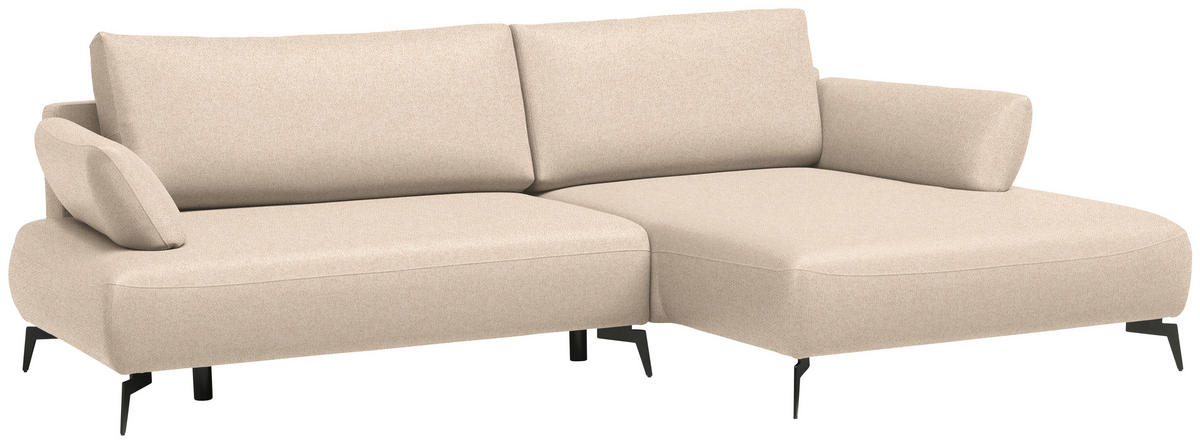 ECKSOFA Struktur Beige  - Beige/Schwarz, Design, Textil/Metall (284/186cm) - Lomoco
