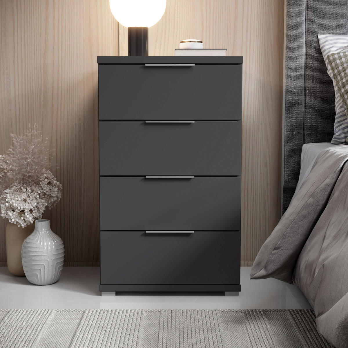 NACHTSCHRANK 46/79/42 cm  - Alufarben/Graphitfarben, KONVENTIONELL, Holzwerkstoff/Kunststoff (46/79/42cm) - Boxxx