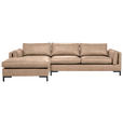 ECKSOFA in Lederlook Hellbraun  - Hellbraun/Schwarz, Design, Textil/Metall (160/295cm) - Hom`in